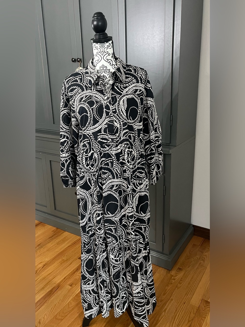 Anthropologie | Maeve Black & White Patterned Long Dress